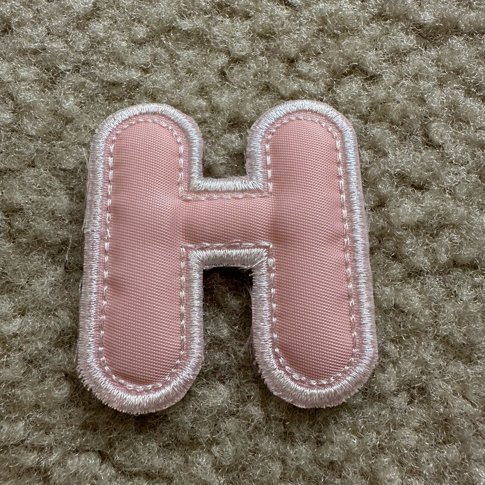 Stoney clover lane pink puffy letter H patch sticker